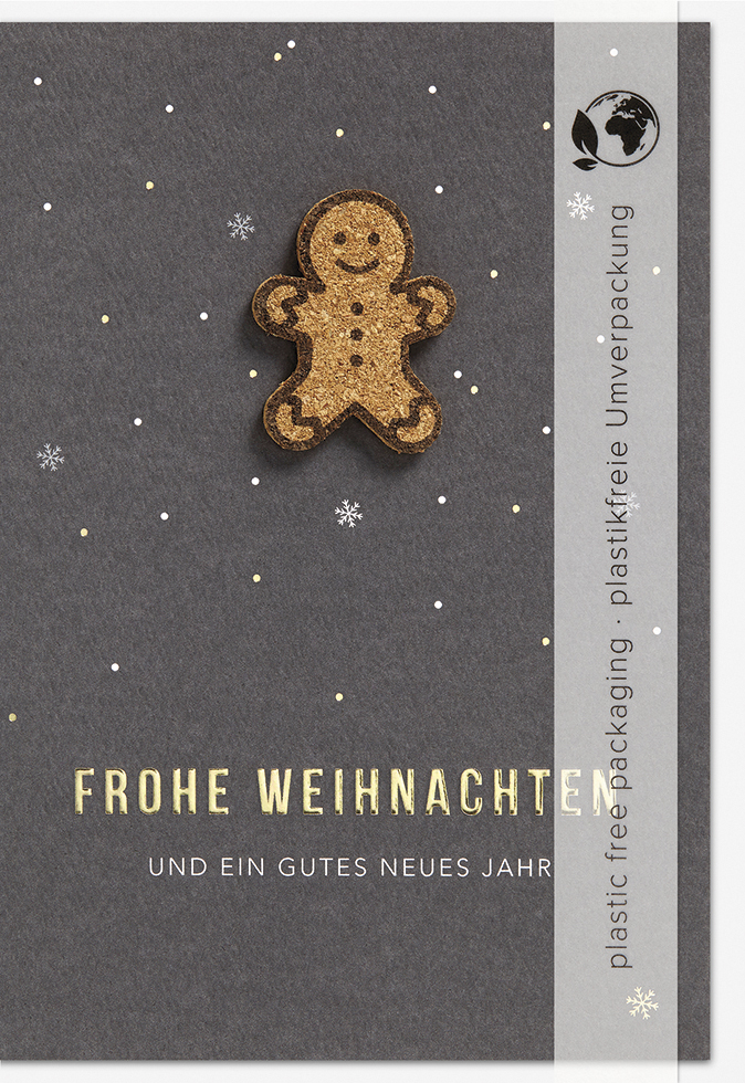 Faltkarte Lebkuchenmann -  Anlass: Weihnachten (11,5 x 17 cm)