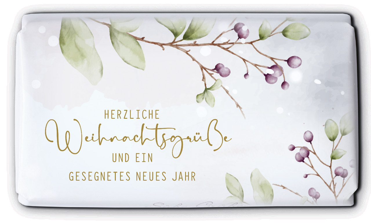 Schokolade Weihnachtsgrüße -  Anlass: Weihnachten (9,5 x 5,5 x 1 cm)