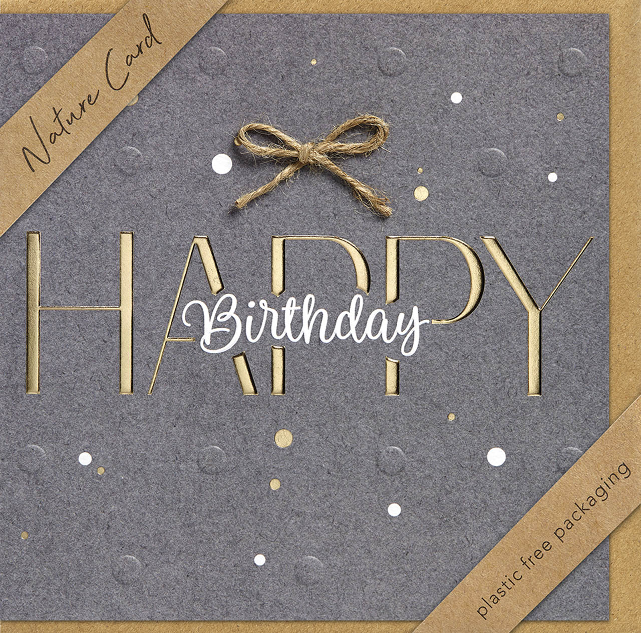 Faltkarte Happy Birthday Schleife -  Anlass: Geburtstag (15,5 x 15,5 cm)