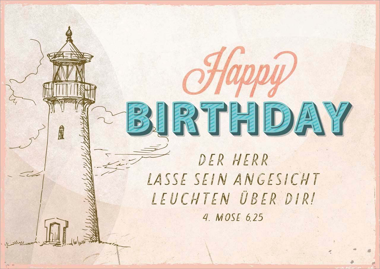 Postkarte Der Herr lasse sein Angesicht - Leuchtturm -  Anlass: Geburtstag (14,8 x 10,5 cm)