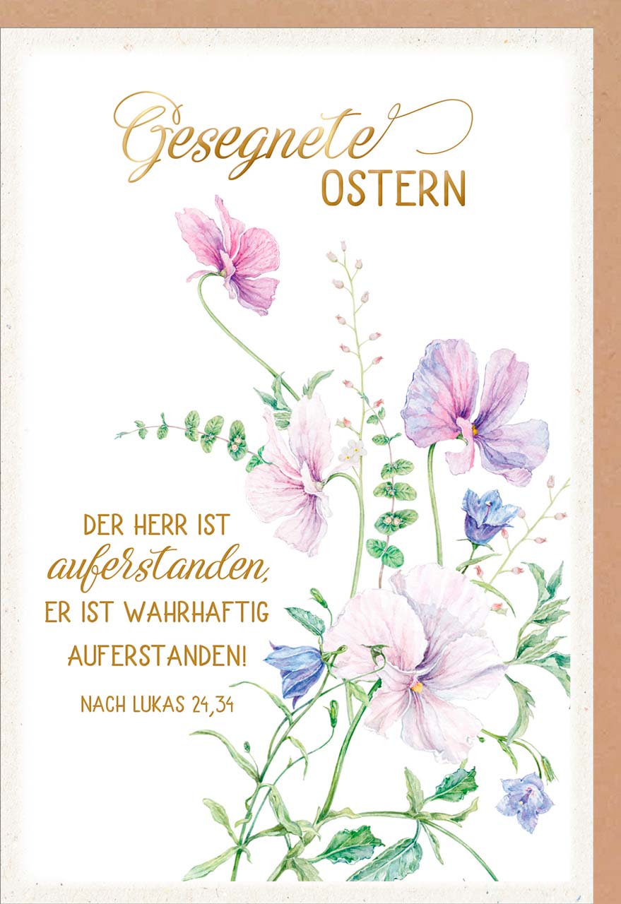 Faltkarte Der Herr ist Aufstanden Blumen -  Anlass: Ostern (11,5 x 17 cm)