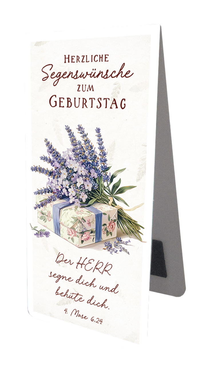 Magnetlesezeichen Lavendel -  Anlass: Geburtstag (4,5 x 9,5 cm)