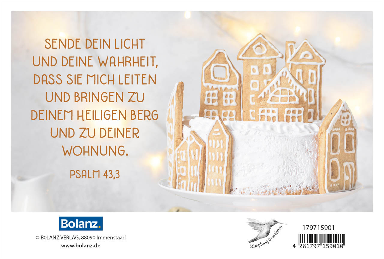 Faltkarte Lebkuchenhäuser -  Anlass: Weihnachten (17 x 11,5 cm)