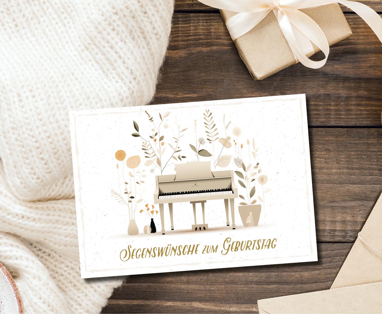 Postkarte Klavier -  Anlass: Geburtstag (14,8 x 10,5 cm)