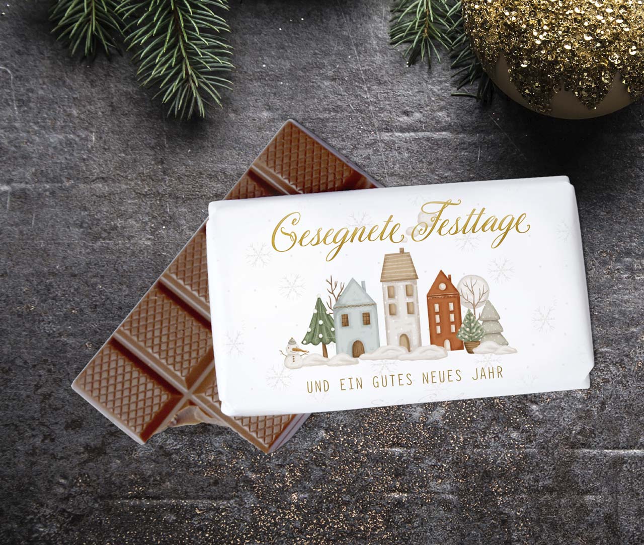 Schokolade Gesegnete Festtage -  Anlass: Weihnachten (9,5 x 5,5 x 1 cm)