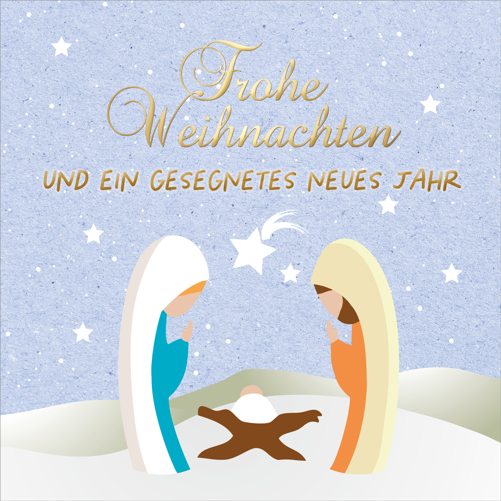 Faltkarte Krippe im Schnee -  Anlass: Weihnachten (15,5 x 15,5 cm)
