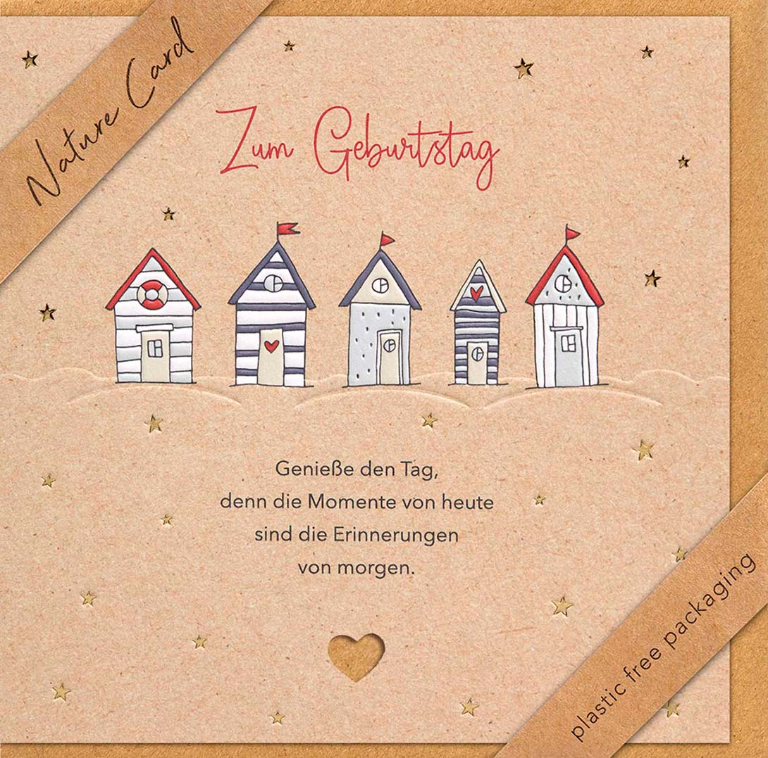 Faltkarte Fünf Häuser -  Anlass: Geburtstag (15,5 x 15,5 cm)