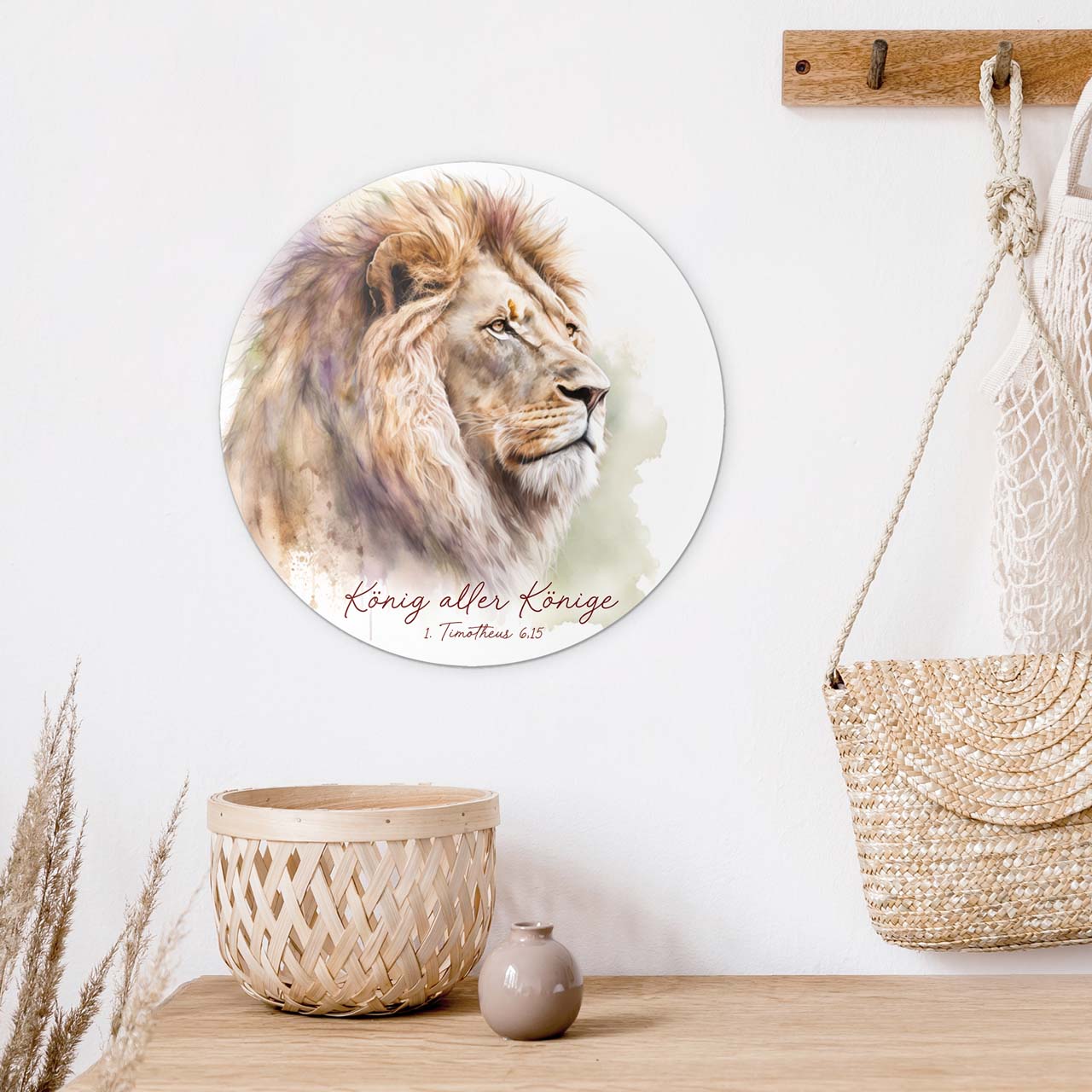 Wandschmuckbild Löwe 25 cm -  (25 cm Durchmesser)