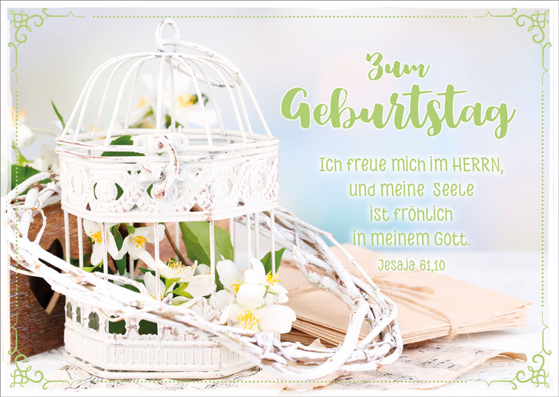 Postkarte Vogelkäfig -  Anlass: Geburtstag (14,8 x 10,5 cm)