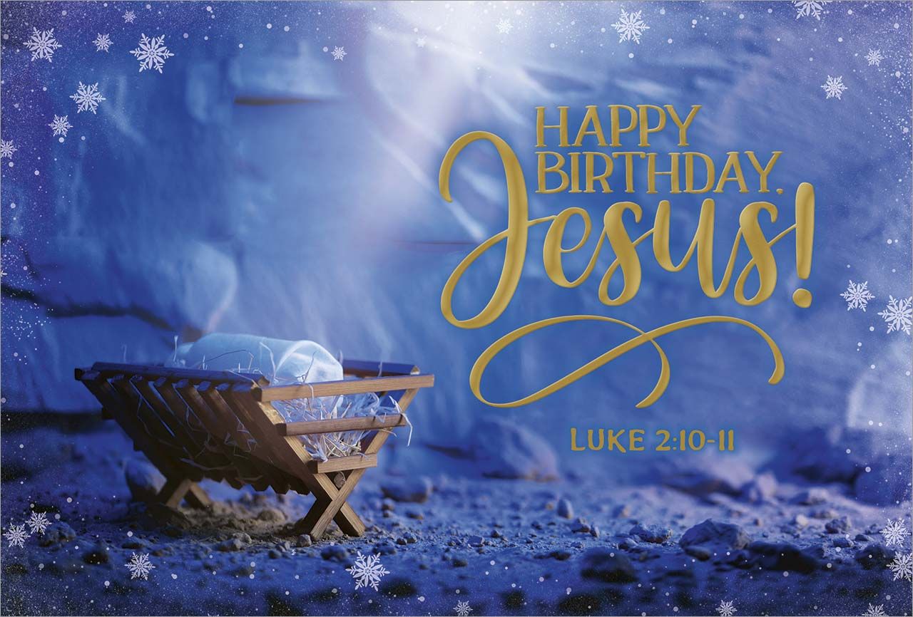 Postkarte Krippe Happy Birthday -  Anlass: Weihnachten (14,8 x 10,5 cm)