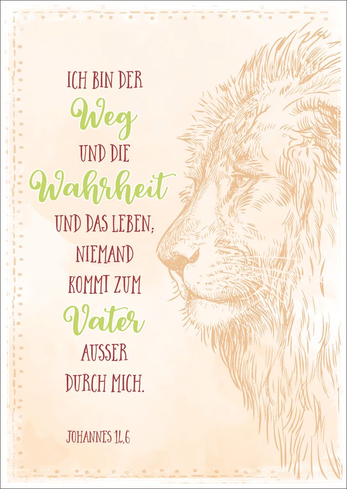 Postkarte Ich bin der Weg / Löwe -  (10,5 x 14,8 cm)