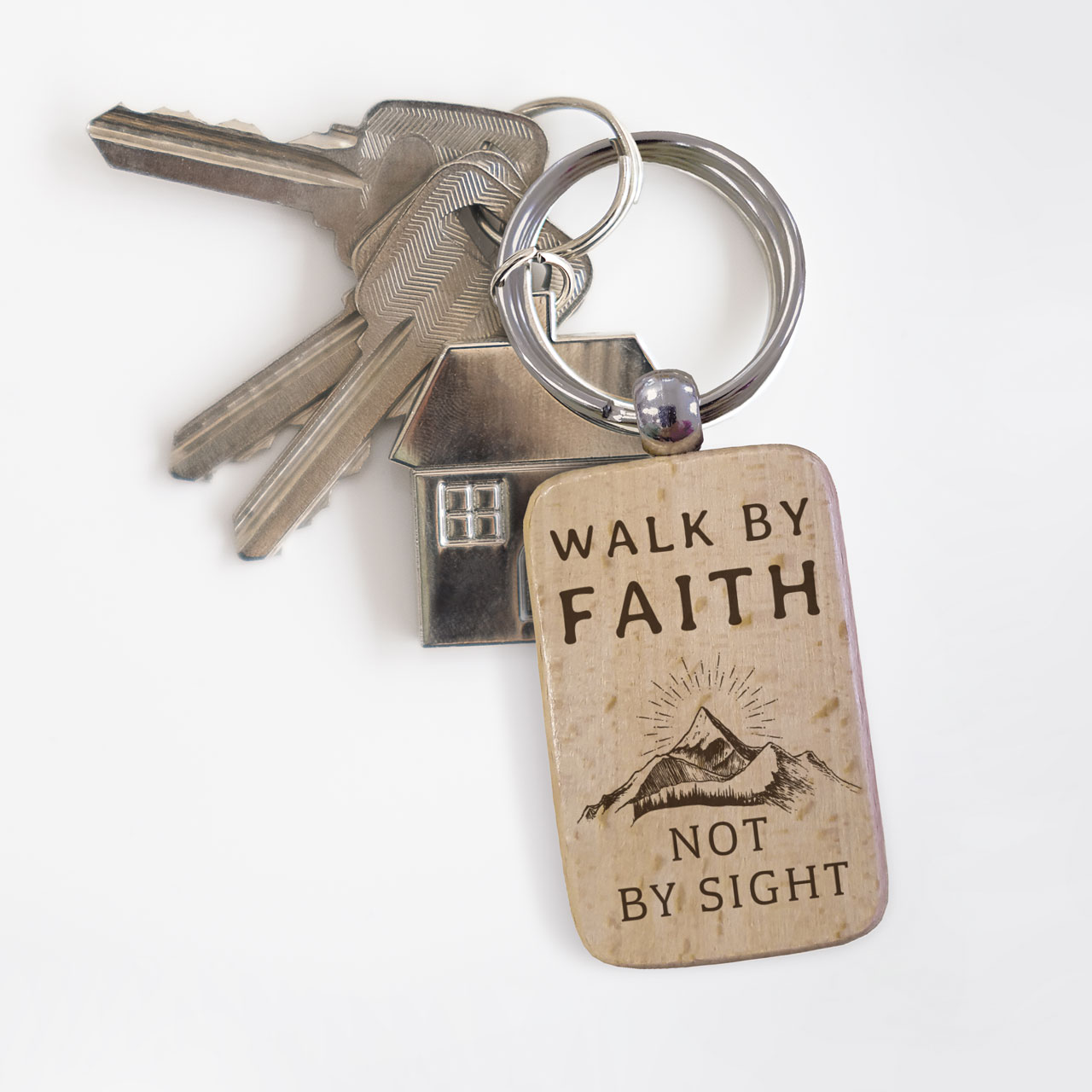 Schlüsselanhänger Walk by faith not by sight -  (5,4 x 3,4 x 0,4 cm)