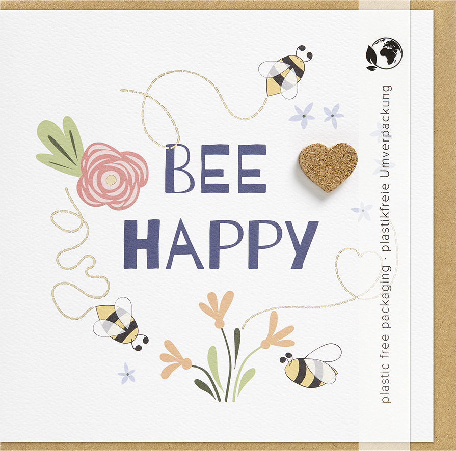 Faltkarte BEE HAPPY -  (15,5 x 15,5 cm)
