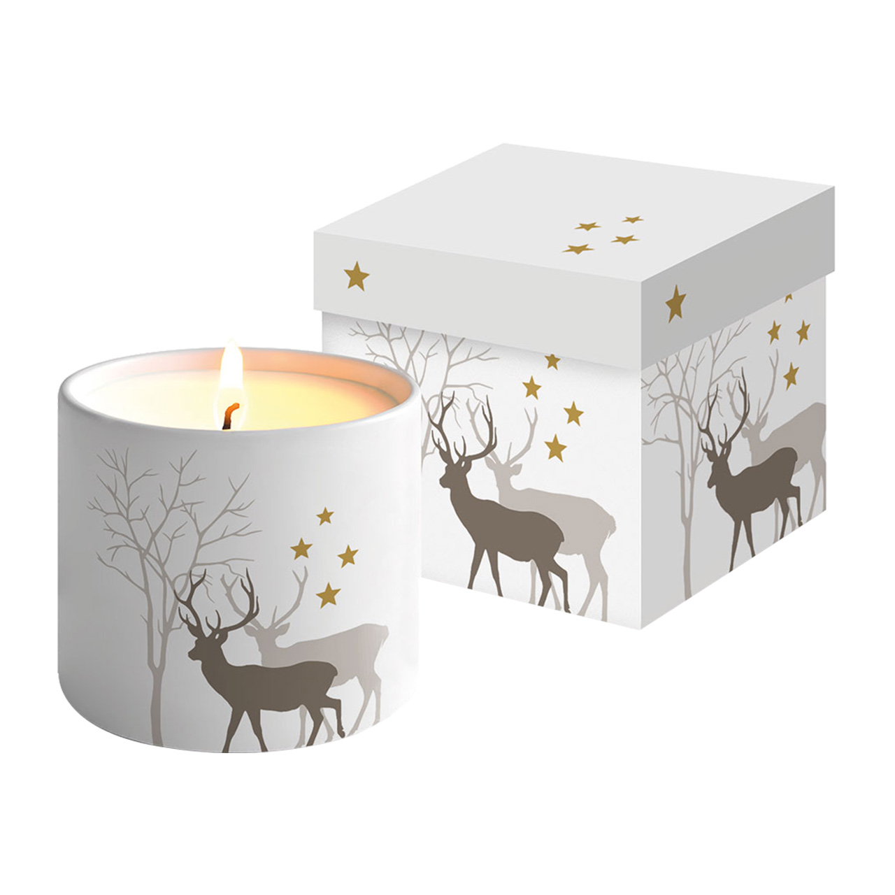 Kerze Winter Hirsch -  Anlass: Weihnachten (8 x 8 x 9 cm)