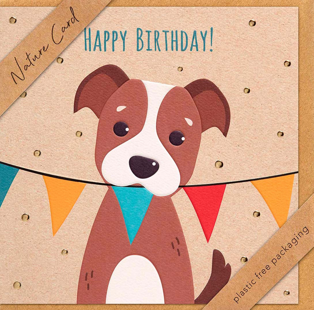Faltkarte Happy Birthday Hund -  Anlass: Geburtstag (15,5 x 15,5 cm)