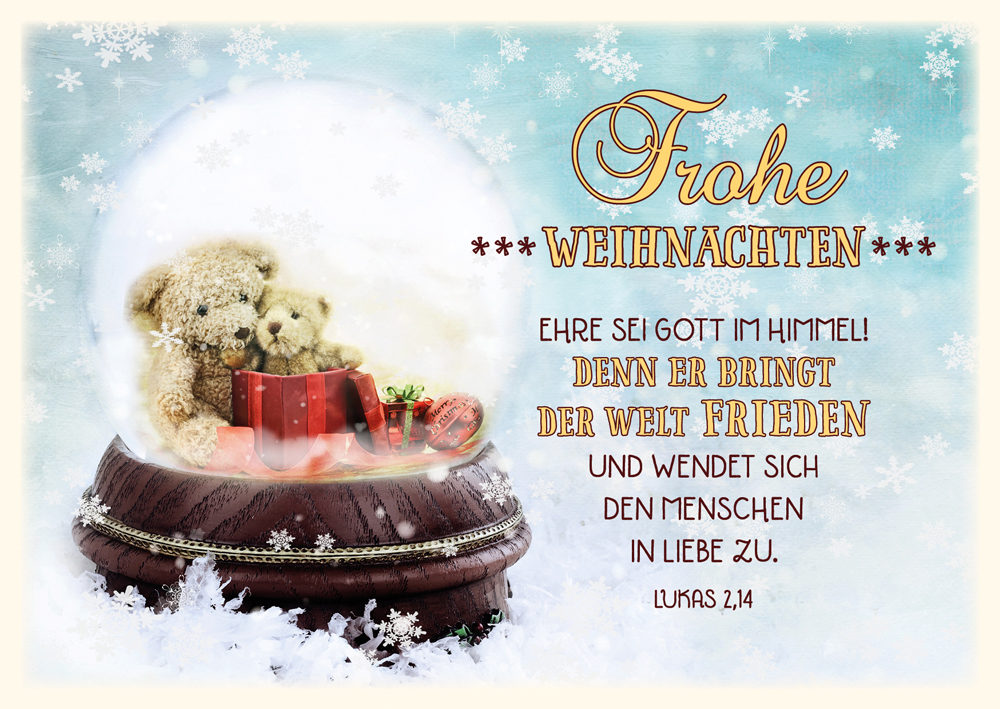 Postkarte Schneekugel Teddy - Anlass: Weihnachten (14,8 x 10,5 cm) Postkarte Schneekugel Teddy - Anlass: Weihnachten (14,8 x 10,5 cm)