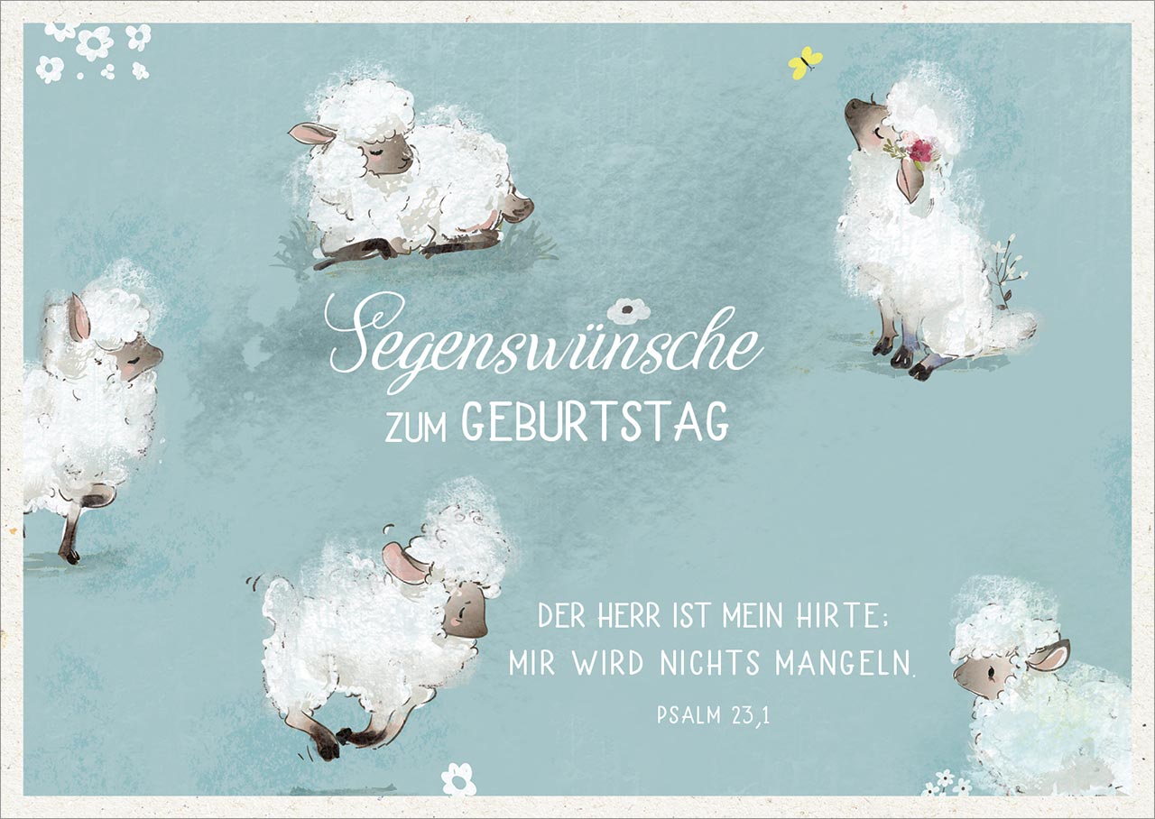 Postkarte Segenswünsche Schäfchen -  Anlass: Geburtstag (14,8 x 10,5 cm)