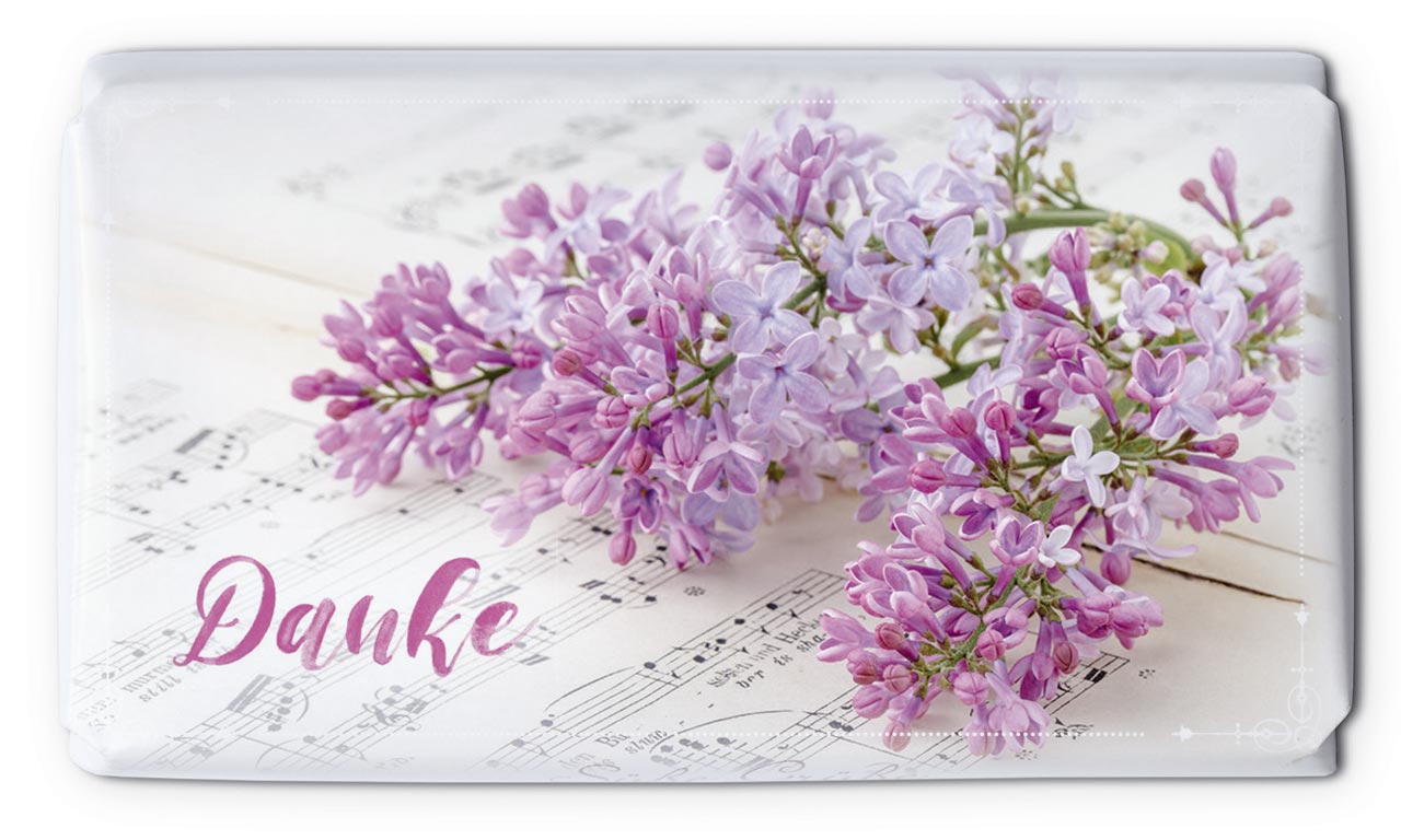 Schokolade Danke Flieder -  Anlass: Dank (9,5 x 5,5 cm)