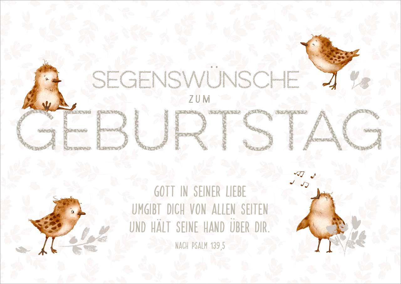 Postkarte Gott in seiner Liebe - Piepmätze -  Anlass: Geburtstag (14,8 x 10,5 cm)