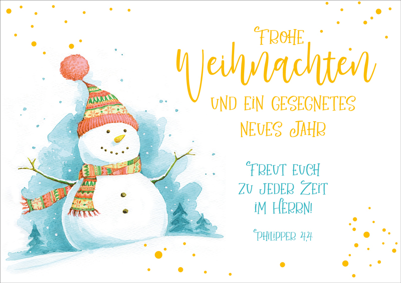 Faltkarte Schneemann -  Anlass: Weihnachten (12 x 17 cm)