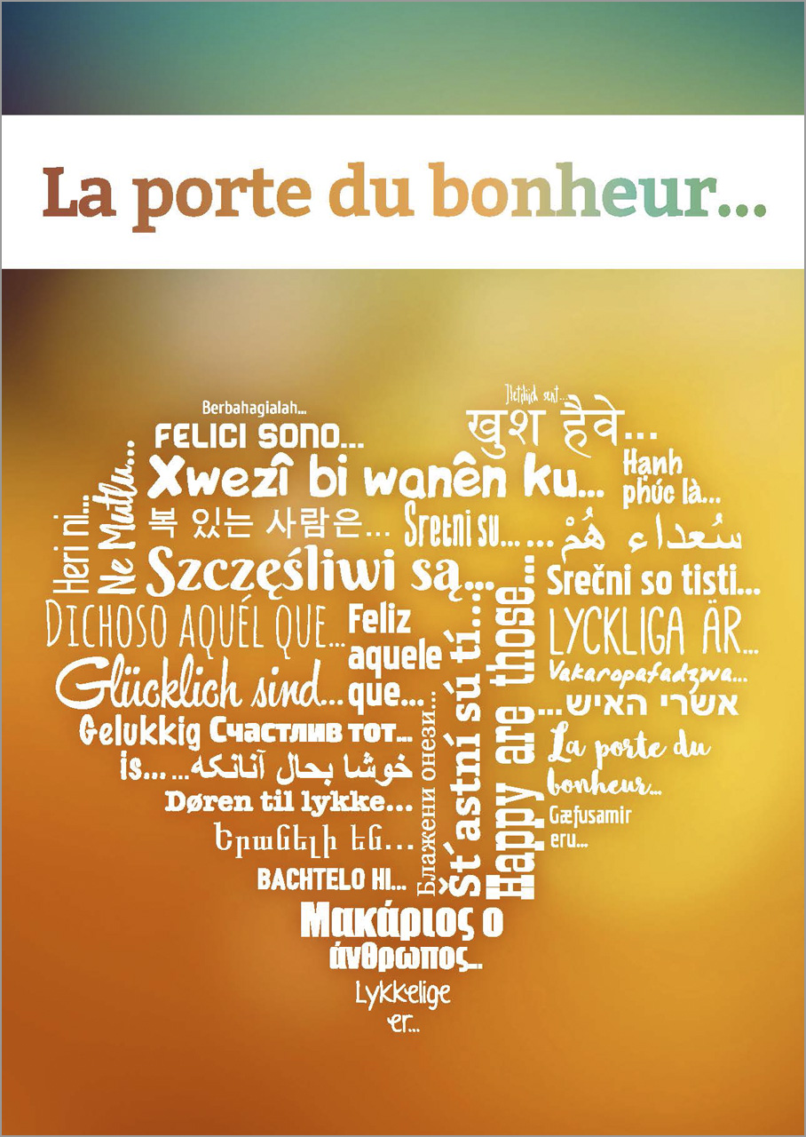 Glücklich sind ... Französisch (Herz-Version) -  Anlass: Evangelisation Autor: Petra Schaadt (A6)