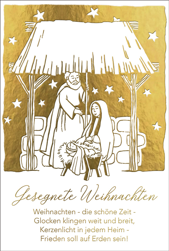 Faltkarte Maria und Josef im Stall -  Anlass: Weihnachten (12 x 17 cm)