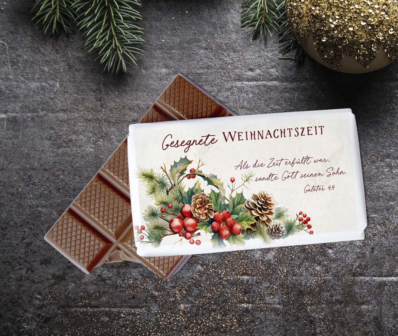 Schokolade Als die Zeit erfüllt war -  Anlass: Weihnachten (9,5 x 5,5 x 1 cm)
