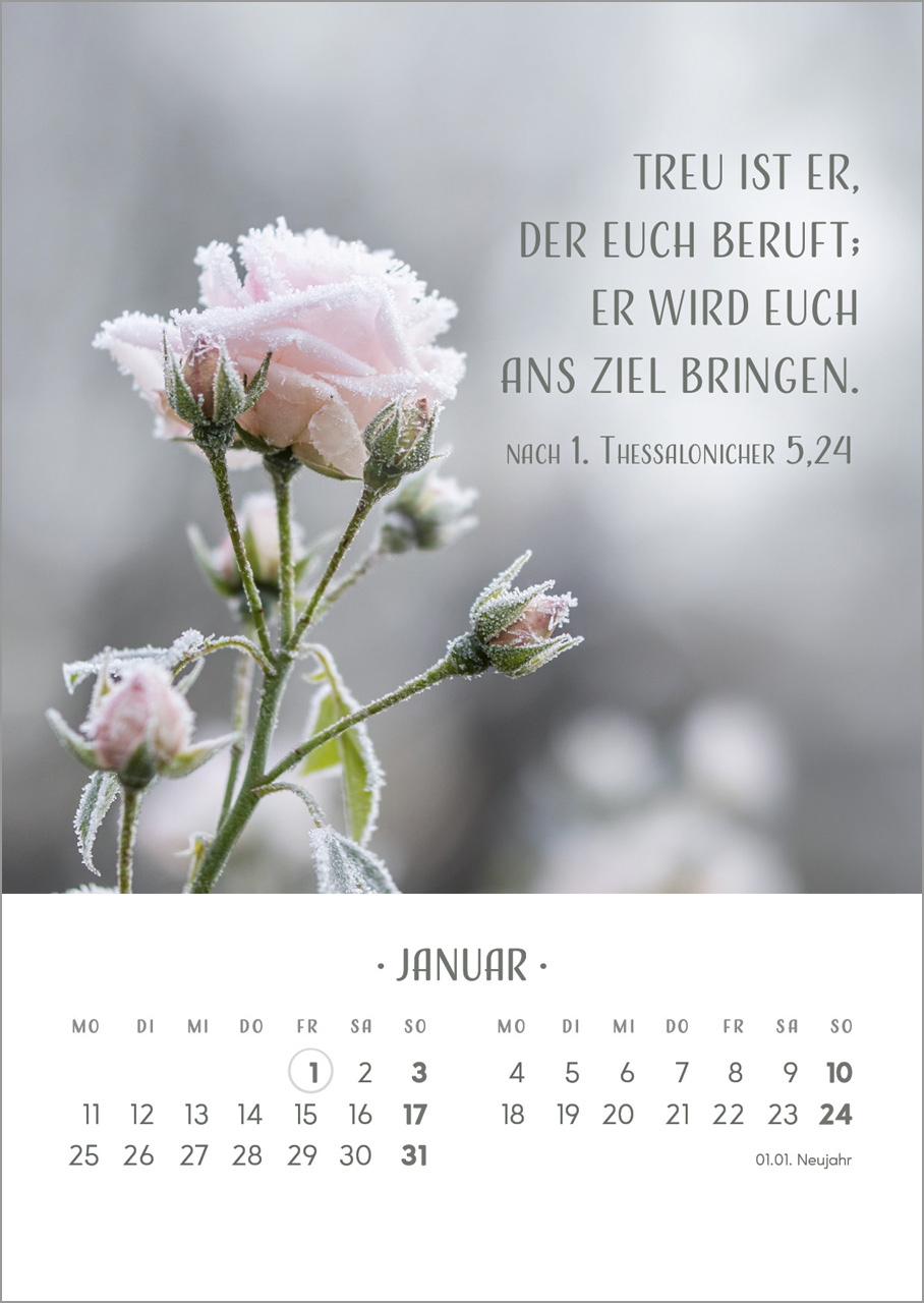 Zarte Blumengrüße 2027 – Tischkalender mit Holzaufsteller