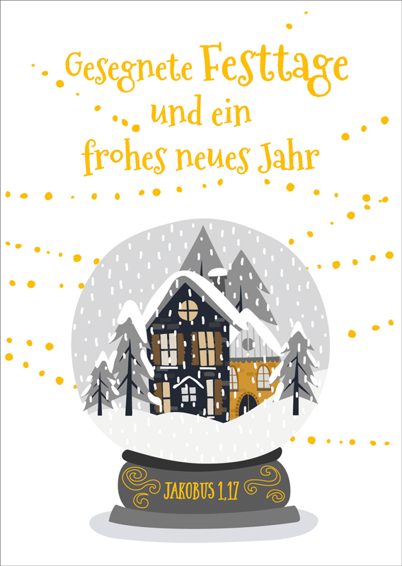 Postkarte Schneekugel -  Anlass: Weihnachten (10,5 x 14,8 cm)