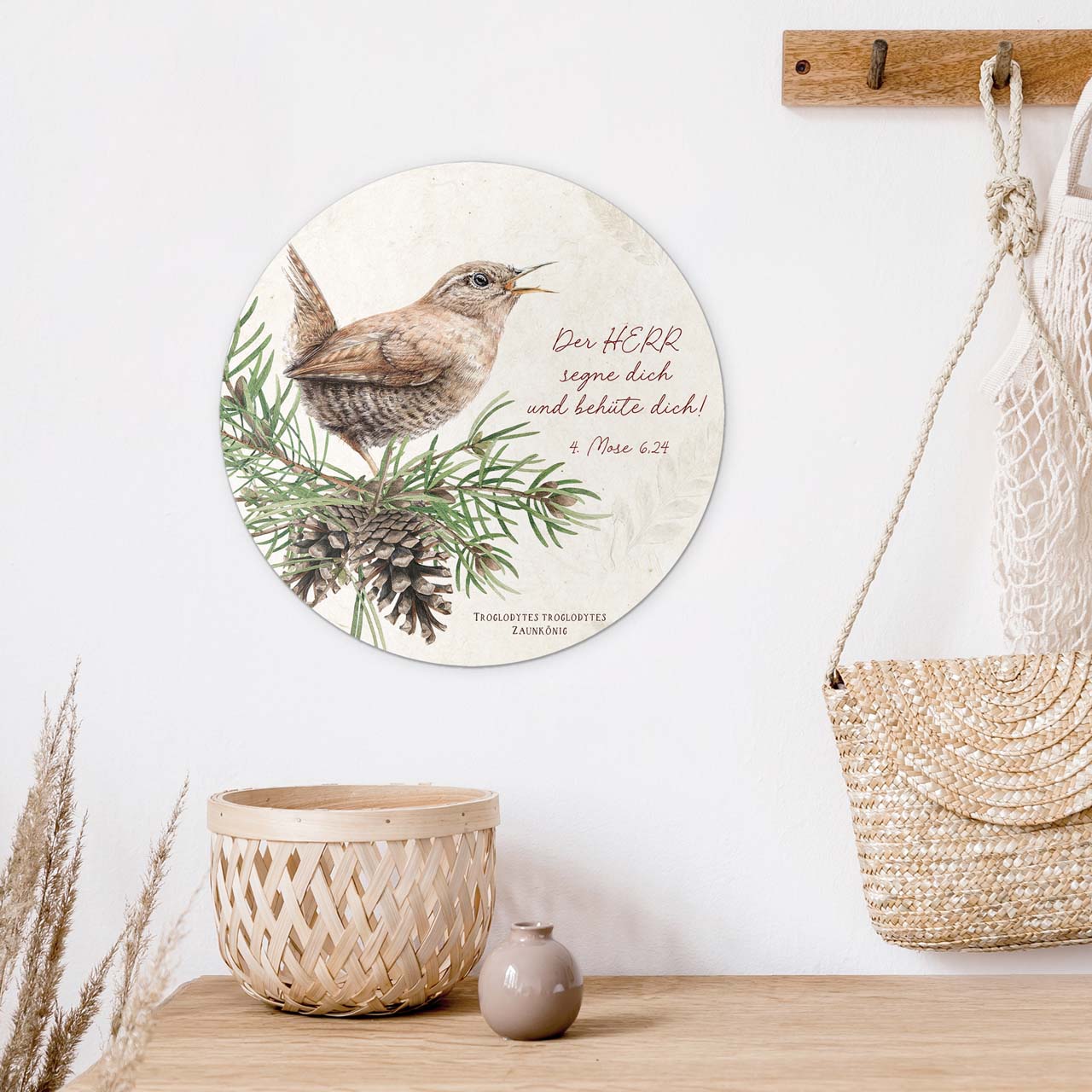 Wandschmuckbild Zaunkönig 25 cm -  (25 cm Durchmesser)