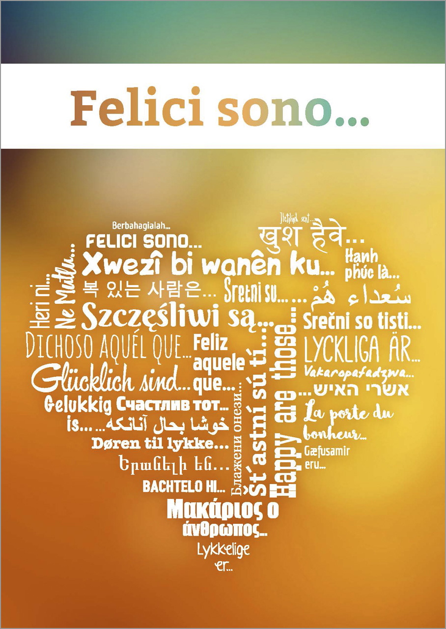 Glücklich sind ... Italienisch (Herz-Version) -  Anlass: Evangelisation Autor: Petra Schaadt (A6)