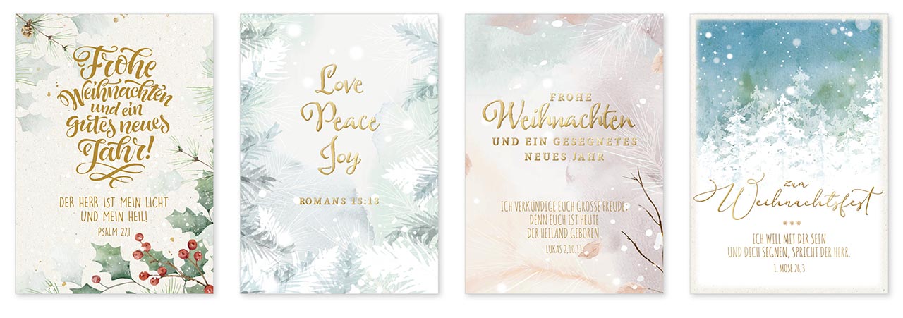 Minikarten Weihnachten mit Typografie -  Anlass: Weihnachten (7,2 x 10,5 cm)