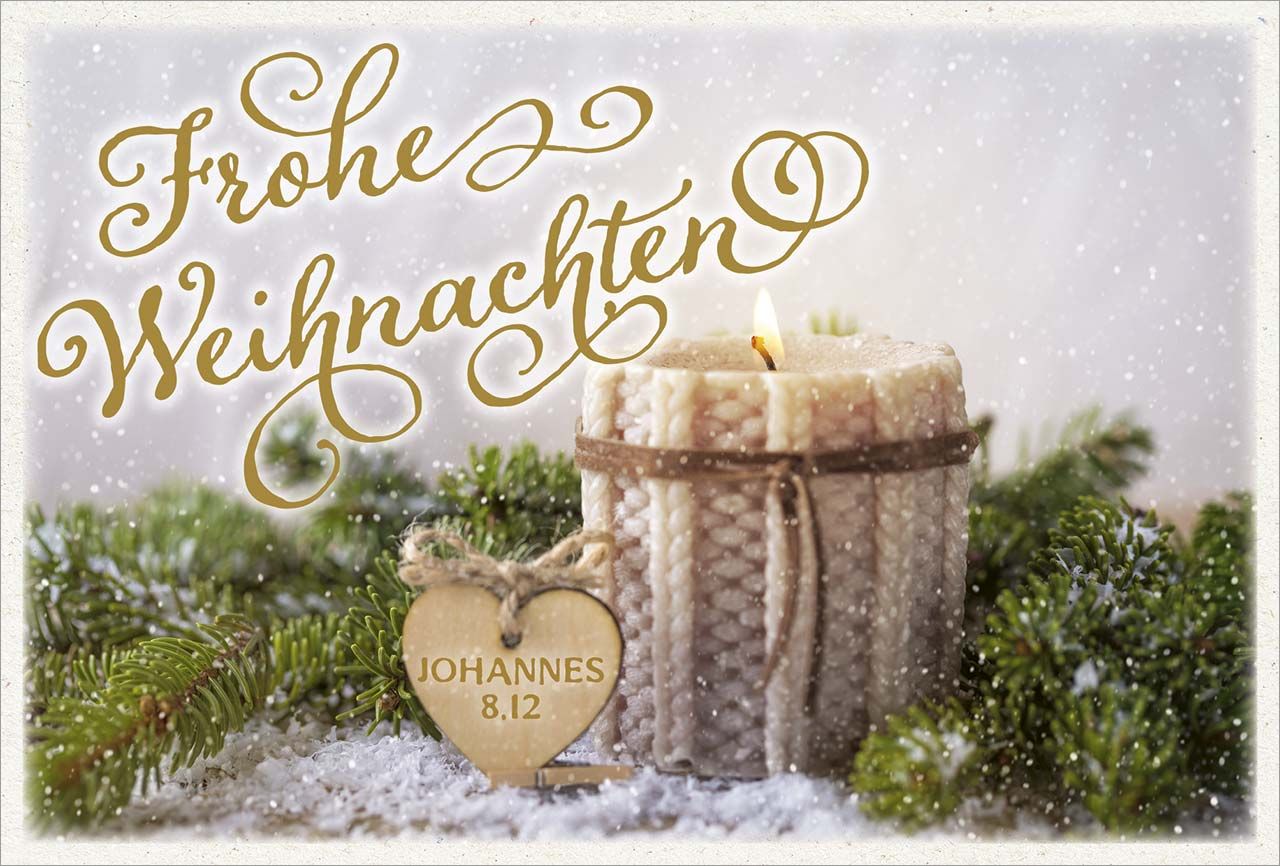 Postkarte Kerze mit Strickmuster -  Anlass: Weihnachten (14,8 x 10,5 cm)