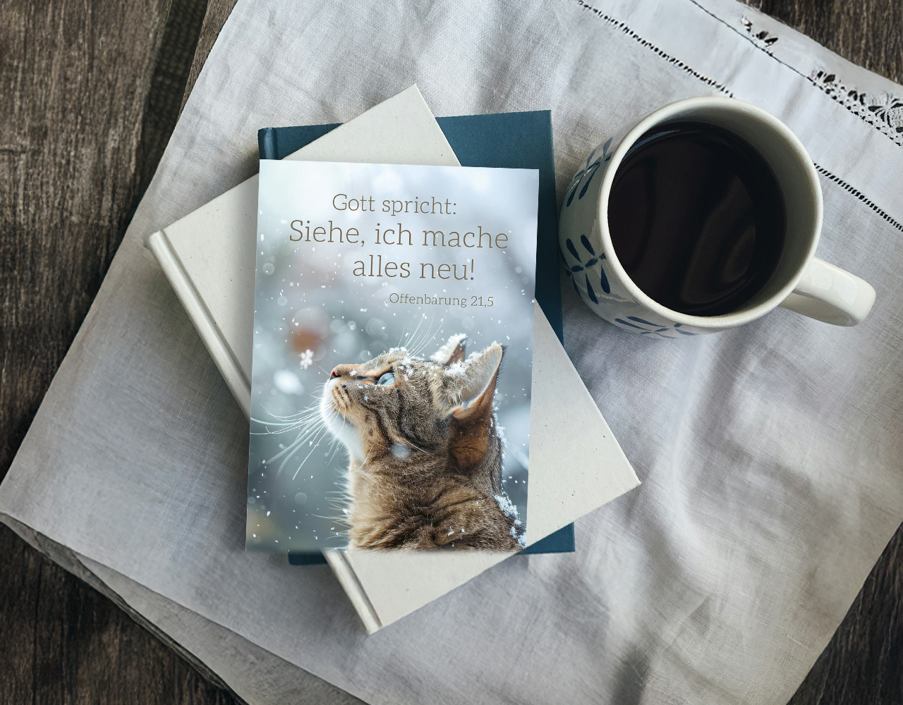 Postkarte Jahreslosung Katze -  Anlass: Jahreslosung (10,5 x 14,8 cm)