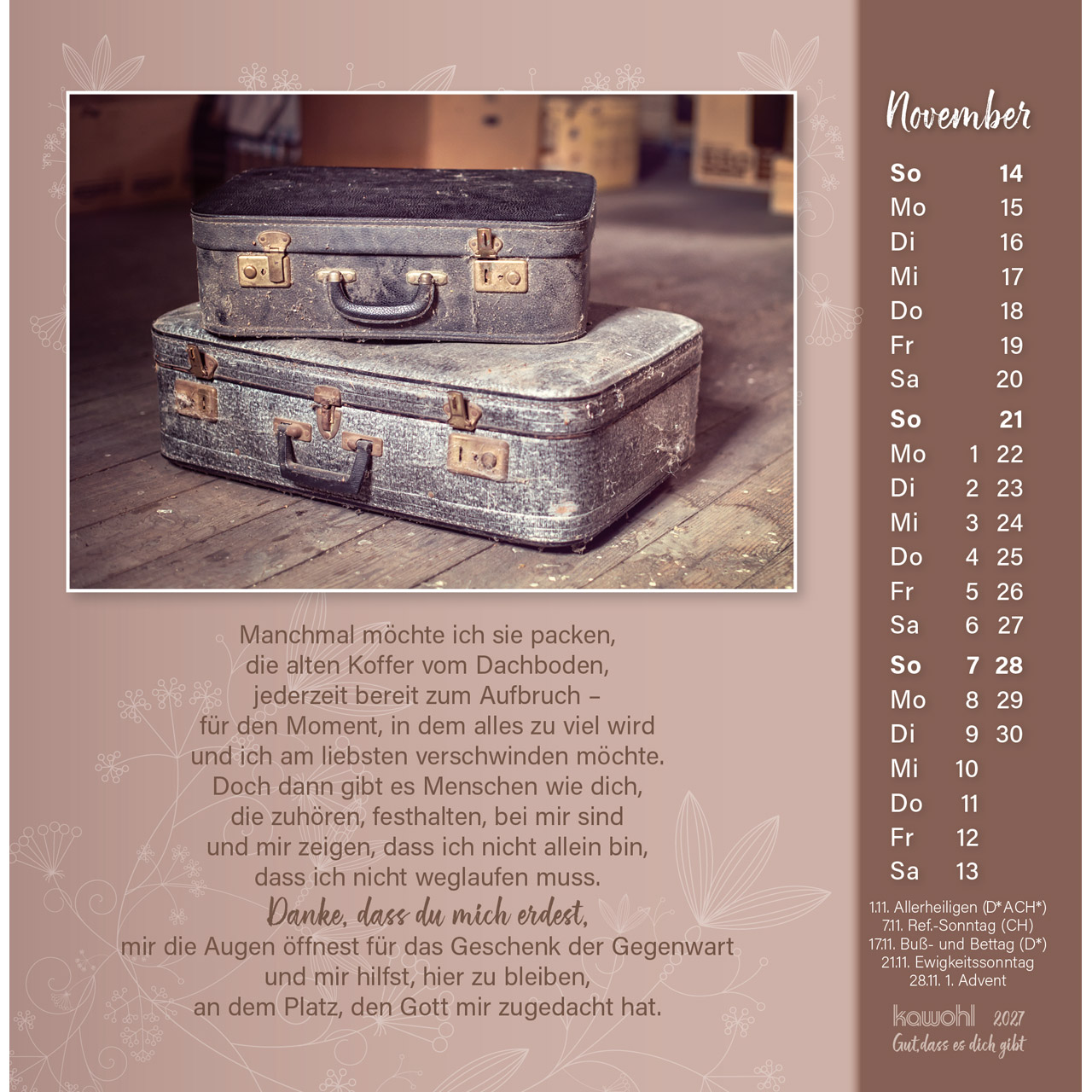 Gut, dass es dich gibt 2027 -  (16 x 16 x 0,1 cm)