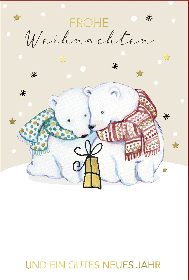 Faltkarte Eisbären -  Anlass: Weihnachten (11,5 x 17 cm)