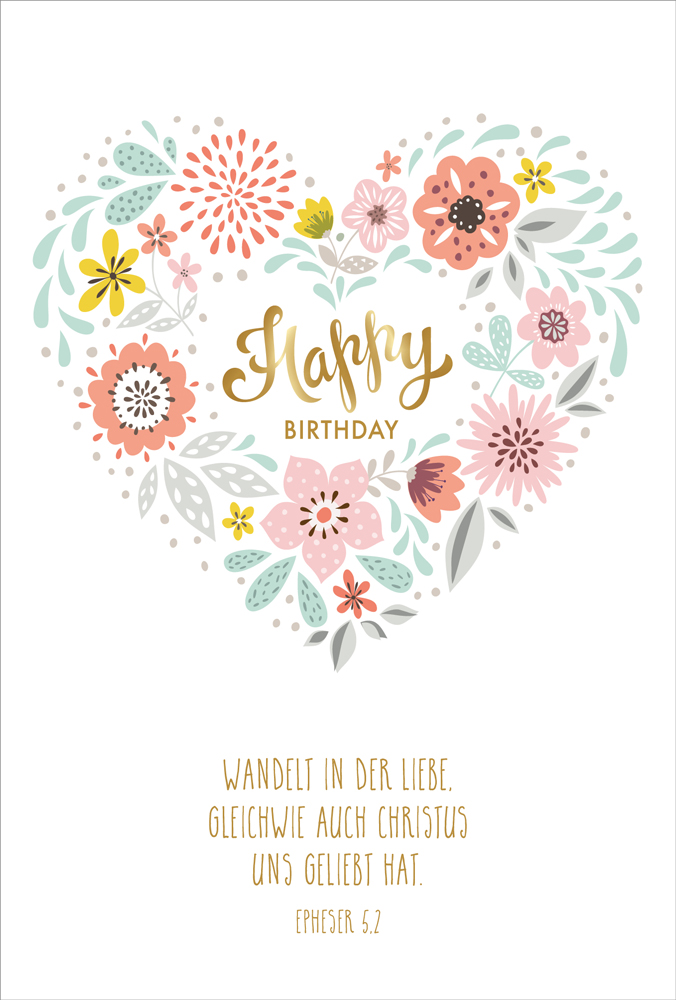 Faltkarte Happy Birthday - Herz -  Anlass: Geburtstag (11,5 x 17 cm)