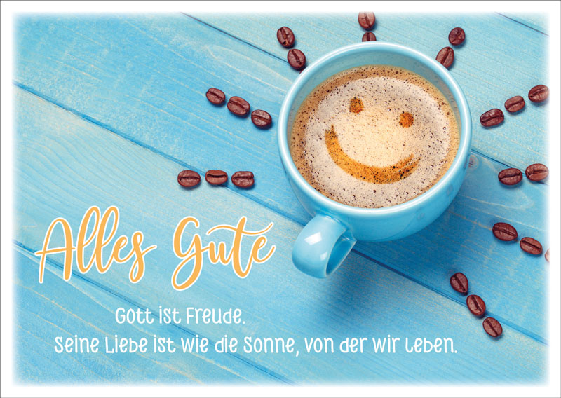 Postkarte Cappuccino Smiley-Gesicht -  Anlass: Geburtstag (14,8 x 10,5 cm)