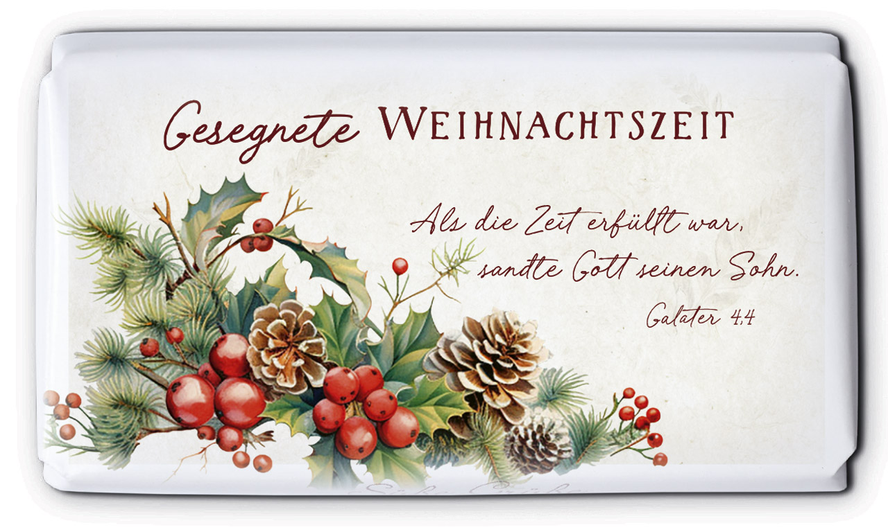 Schokolade Als die Zeit erfüllt war -  Anlass: Weihnachten (9,5 x 5,5 x 1 cm)