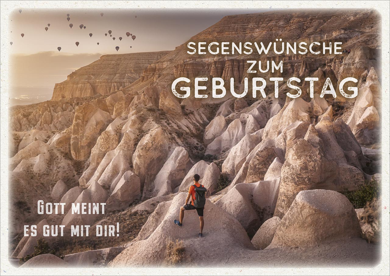 Postkarte Segenswünsche zum Geburtstag Bergsteiger -  Anlass: Geburtstag (14,8 x 10,5 cm)