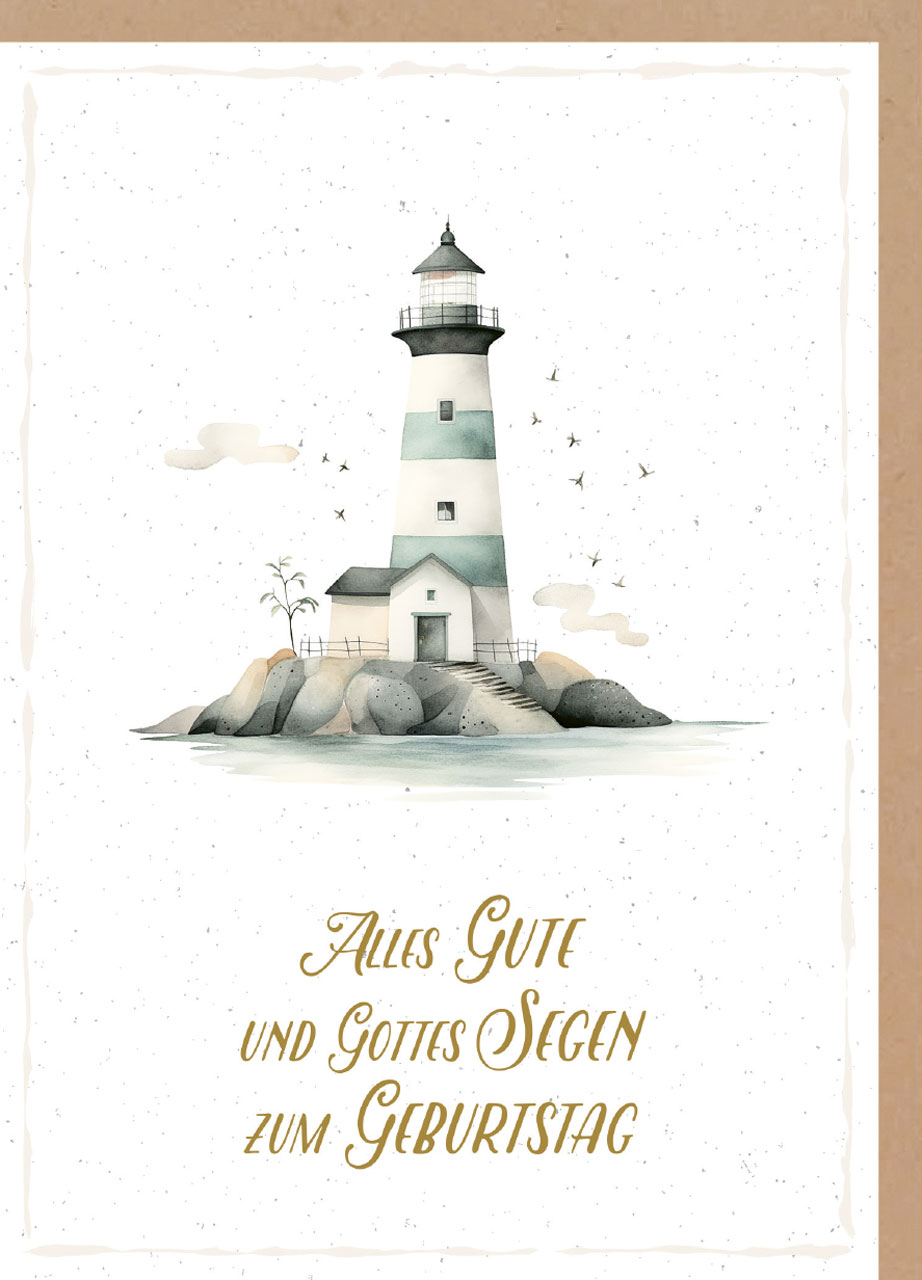 Faltkarte Leuchtturm Geburtstag -  Anlass: Geburtstag (12 x 17 cm)