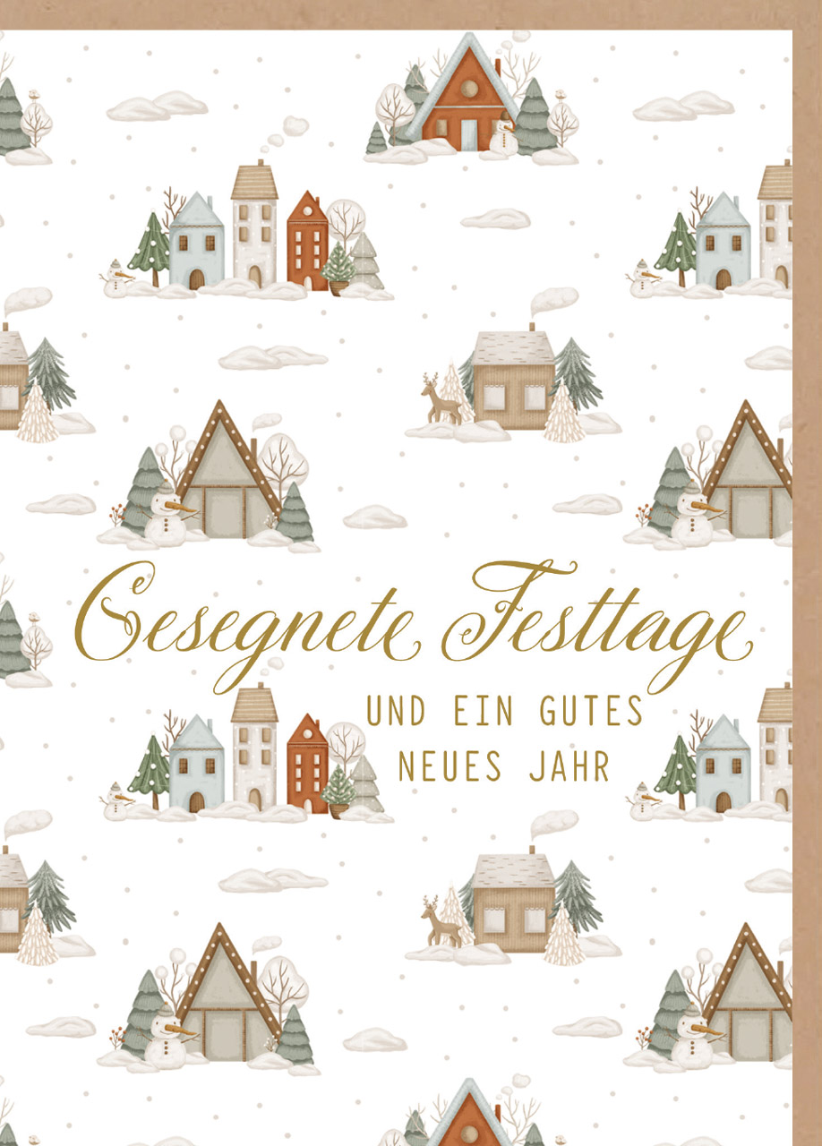 Faltkarte Weihnachten Häuser -  Anlass: Weihnachten (12 x 17 cm)