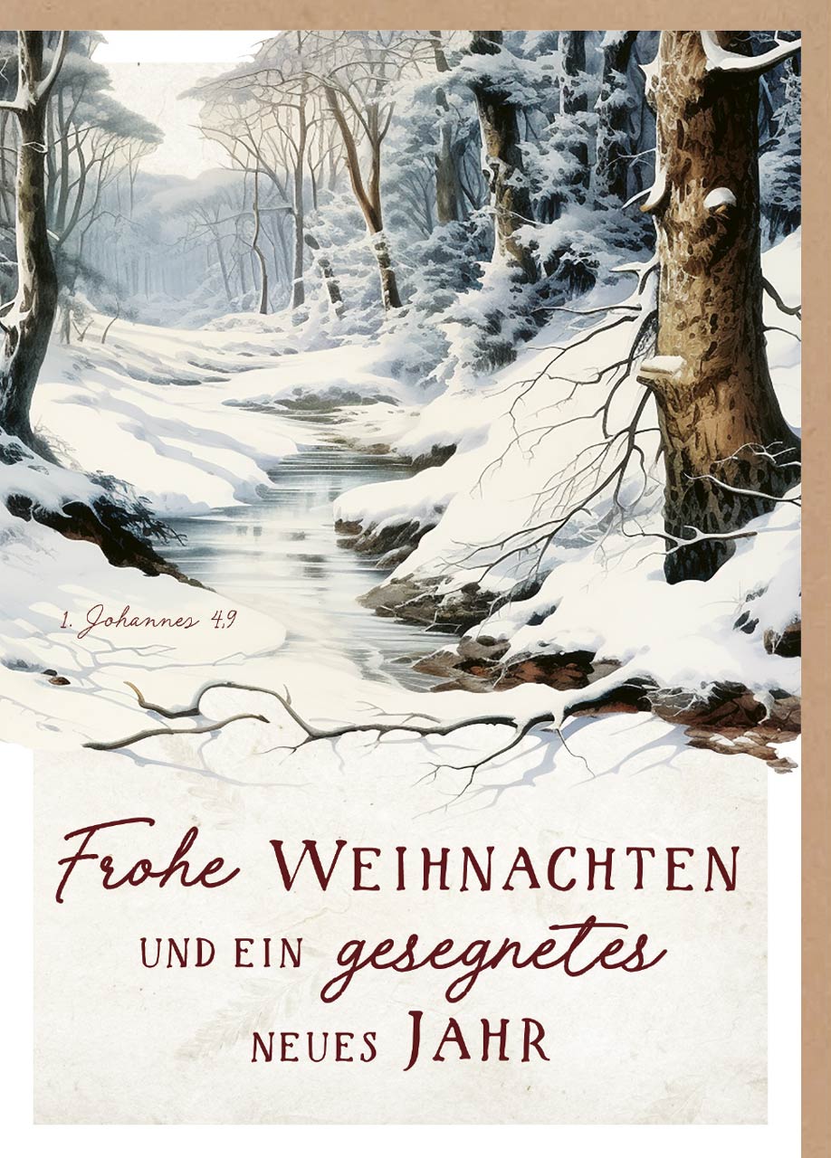 Faltkarte Waldbach im Winter -  Anlass: Weihnachten (12 x 17 cm)