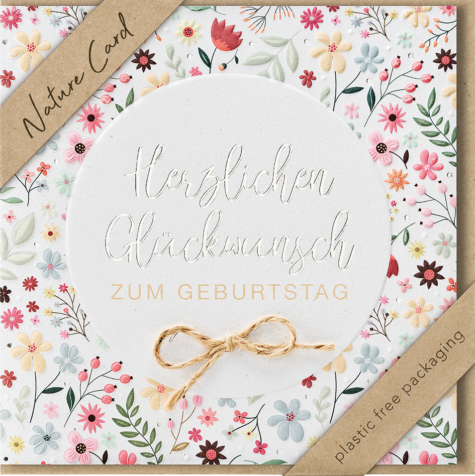 Faltkarte Bunte Blüten -  Anlass: Geburtstag (15,5 x 15,5 cm)