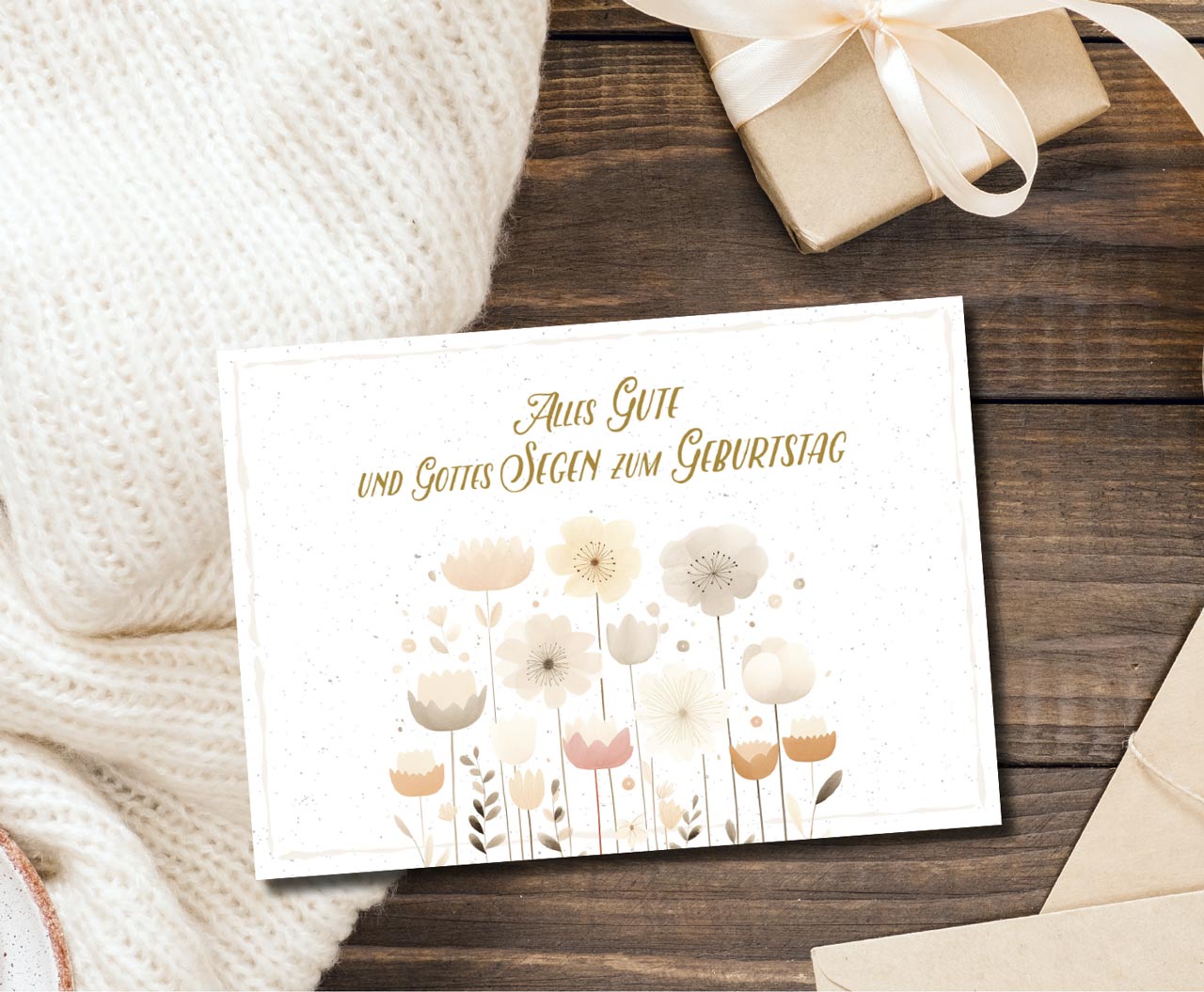 Postkarte Blumenfeld -  Anlass: Geburtstag (14,8 x 10,5 cm)
