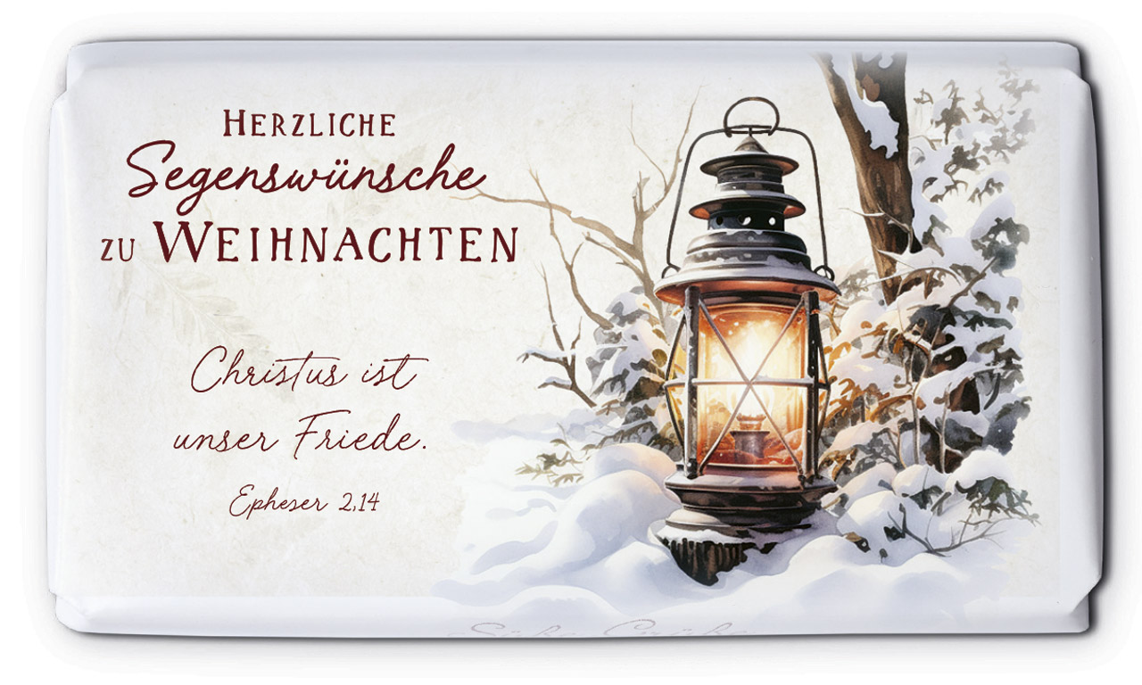 Schokolade Laterne im Schnee -  Anlass: Weihnachten (9,5 x 5,5 x 1 cm)
