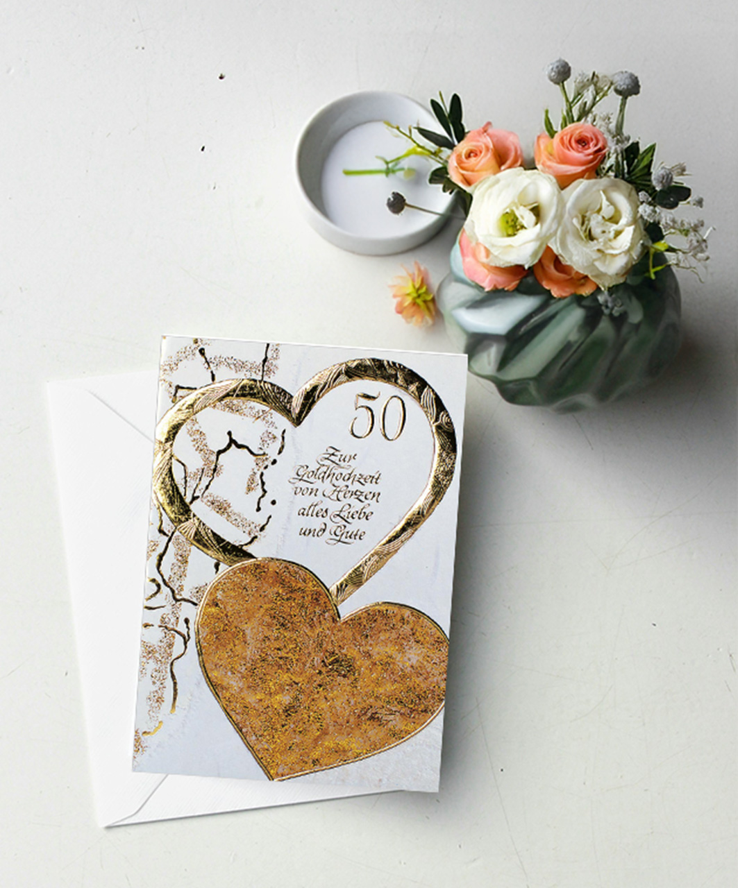 Faltkarte Zur Goldhochzeit -  Anlass: Goldhochzeit (11,5 x 17 cm)