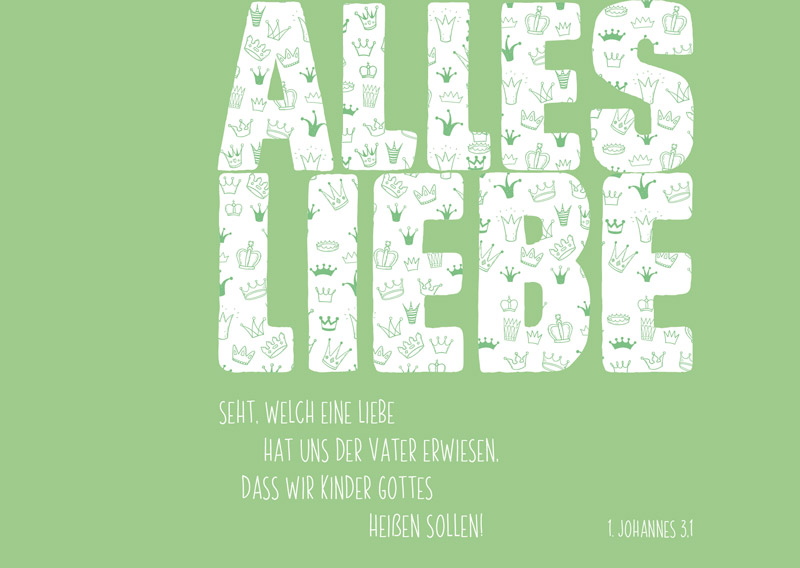 Postkarte Alles Liebe grün -  Anlass: Geburtstag (14,8 x 10,5 cm)