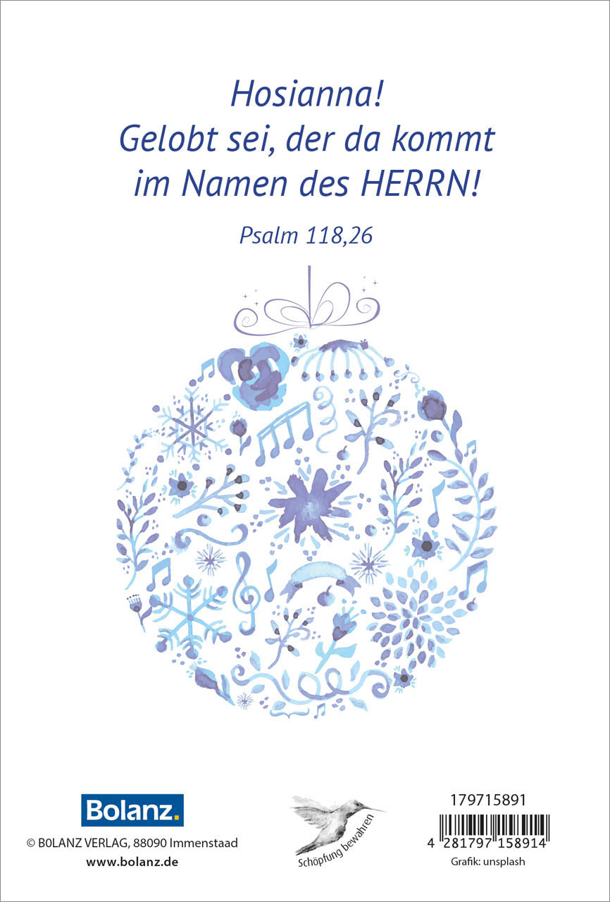 Faltkarte Kugel Psalm 118,26 -  Anlass: Weihnachten (11,5 x 17 cm)