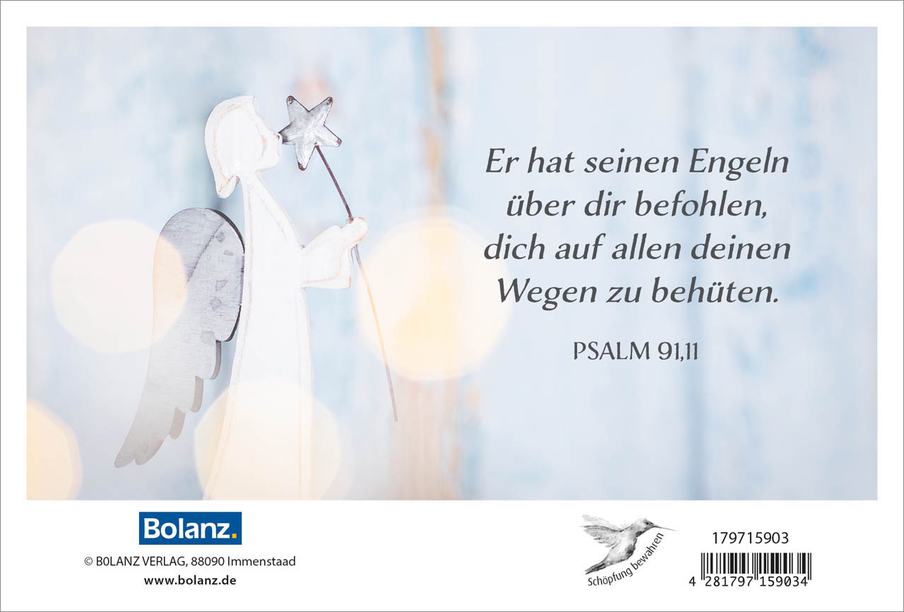Faltkarte Engel mit Stern -  Anlass: Weihnachten (17 x 11,5 cm)